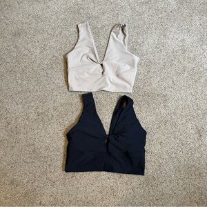 Old Navy Twist-Front Athletic Bras — Black and Beige